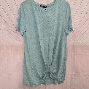 Gibson Cool Minty Green Petite Medium Shirt Light Green Short Sleeve Knot Tee PM
